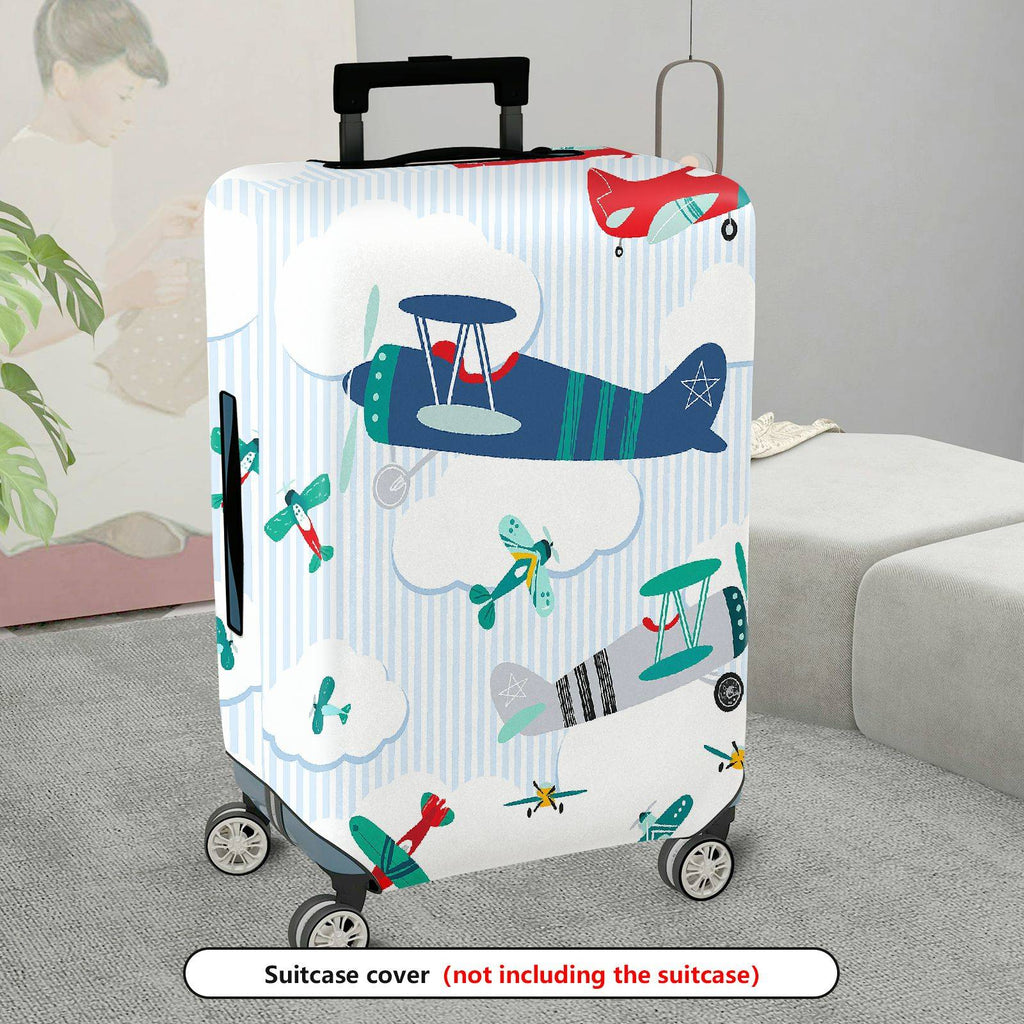 1-Piece Airplane Cloud Stripe Travel Luggage  Suitcase Luggage Cover, Stretch Protective Sleeve