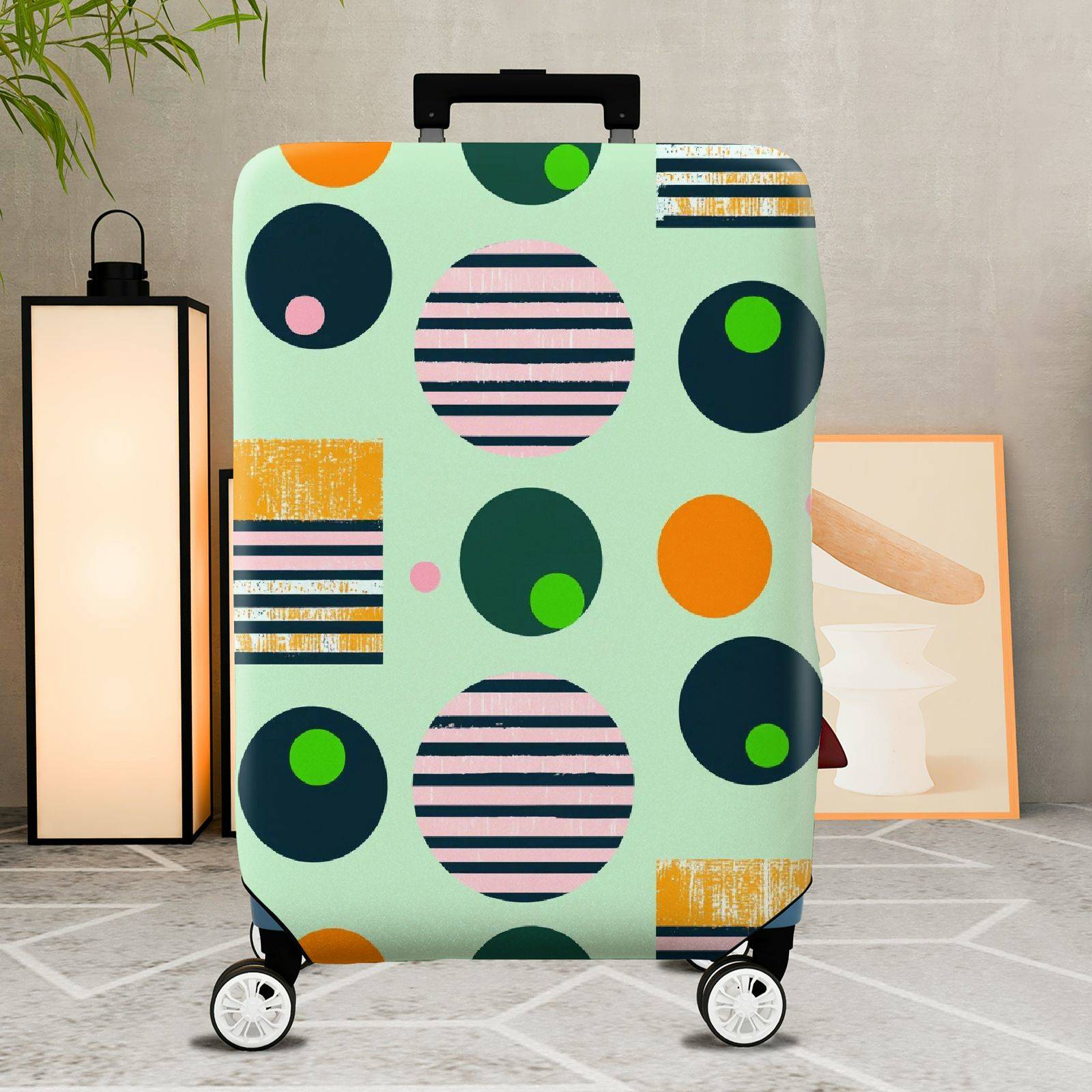 1-Piece Abstract Geometric Colorful Vibrant Playful Pattern  Suitcase Luggage Cover, Stretch Protective Sleeve