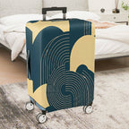 1-Piece Abstract Geometric Yellow Blue Beige Modern  Suitcase Luggage Cover, Stretch Protective Sleeve