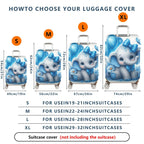 1-Piece Cute Blue Elephant Balloon Floral Bow Butterfly  Suitcase Luggage Cover, Stretch Protective Sleeve