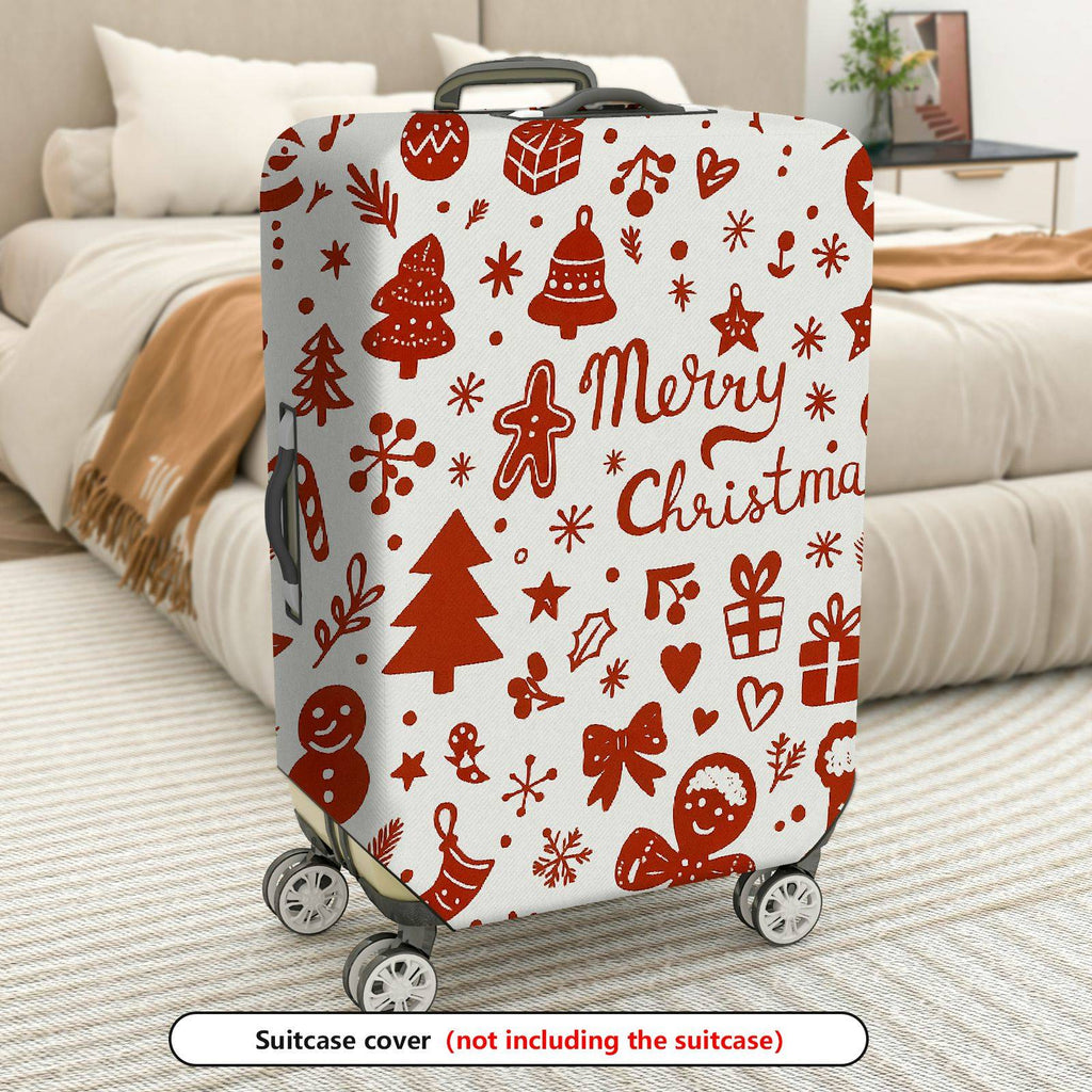 1-Piece Christmas Festive Holiday Merry Gingerbread Snowman  Suitcase Luggage Cover, Stretch Protective Sleeve