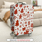 1-Piece Christmas Festive Holiday Merry Gingerbread Snowman  Suitcase Luggage Cover, Stretch Protective Sleeve