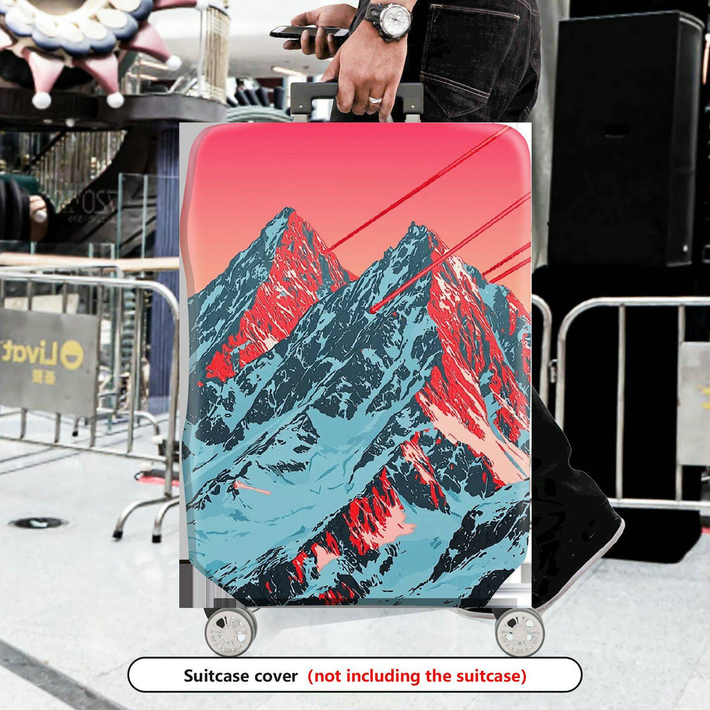1-Piece Mountain Sunset Landscape Abstract Artistic Vibrant Colorful  Suitcase Luggage Cover, Stretch Protective Sleeve
