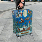 1-Piece Christmas Winter Santa Snowman Reindeer Holiday  Suitcase Luggage Cover, Stretch Protective Sleeve