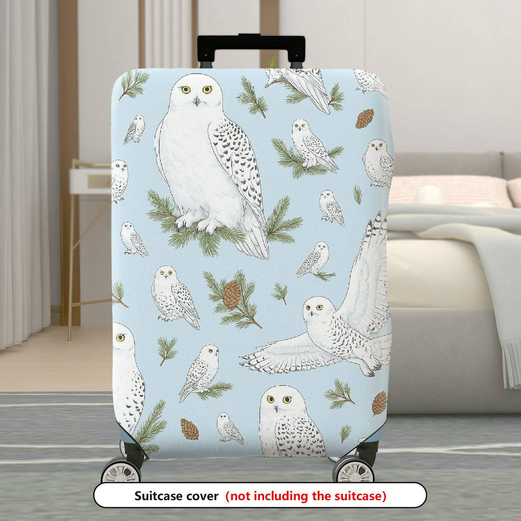 1-Piece Owl Pinecone Pattern Snow Landscape Winter Animal  Suitcase Luggage Cover, Stretch Protective Sleeve