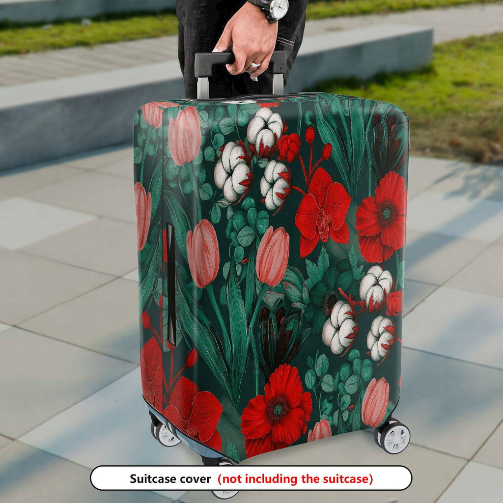 1-Piece Floral Plant Leaves Nature  Suitcase Luggage Cover, Stretch Protective Sleeve