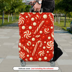 1-Piece Candy Cane Red Peppermint Christmas Holiday  Suitcase Luggage Cover, Stretch Protective Sleeve
