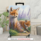 1-Piece Animals Lavender Nature Fox Scenic  Suitcase Luggage Cover, Stretch Protective Sleeve