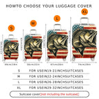 1-Piece American Flag Fish Patriotic Vintage Travel  Suitcase Luggage Cover, Stretch Protective Sleeve