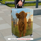 1-Piece Cute Cow Animal Pasture Sunset Scenic Country  Suitcase Luggage Cover, Stretch Protective Sleeve