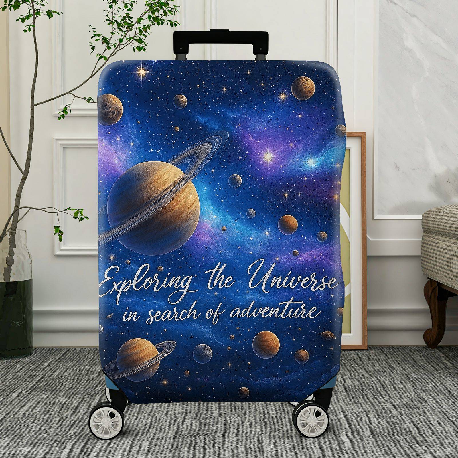 1-Piece Cosmic Galaxy Star Planet Universe Adventure  Suitcase Luggage Cover, Stretch Protective Sleeve