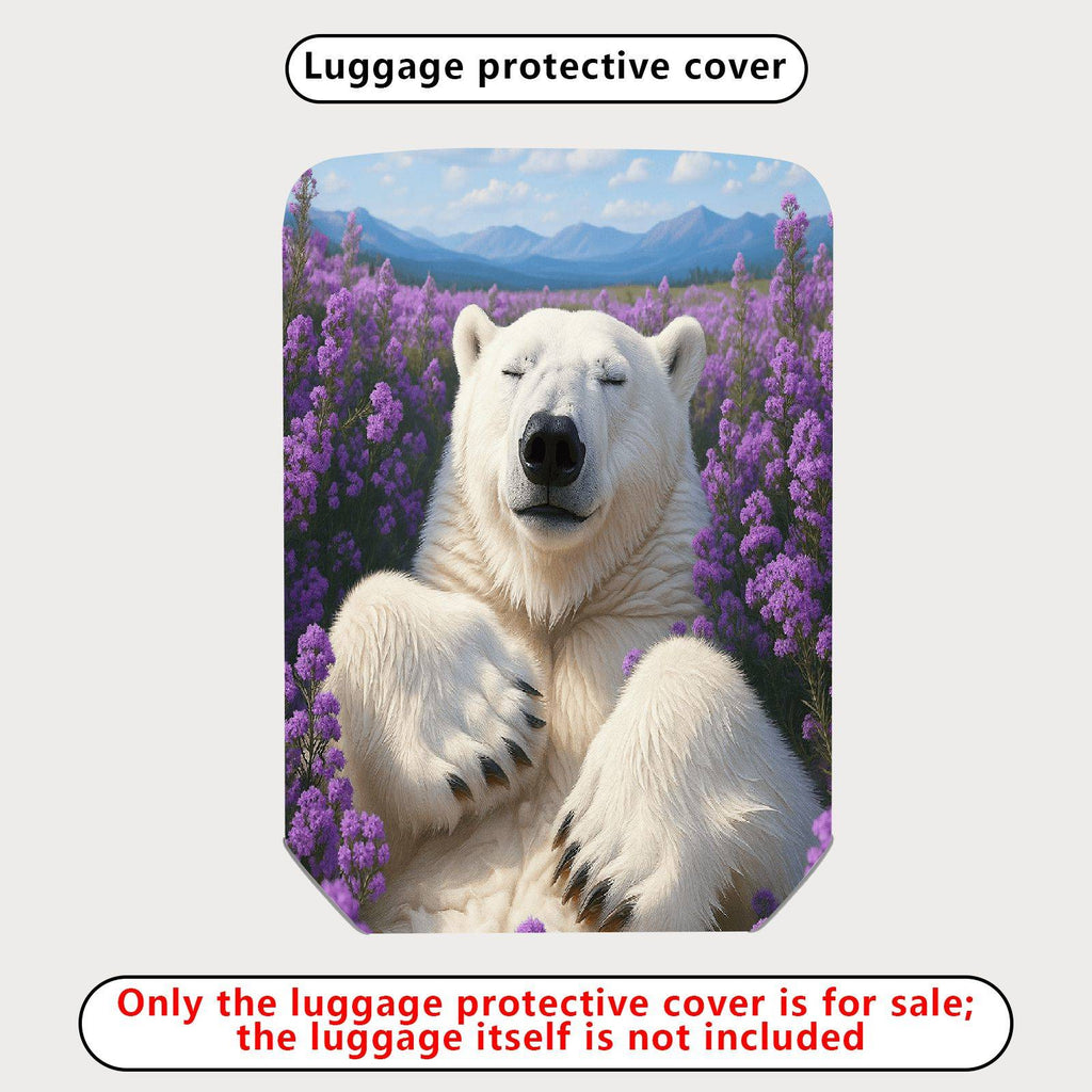 1-Piece Polar Bear Lavender Mountain Nature Landscape  Suitcase Luggage Cover, Stretch Protective Sleeve
