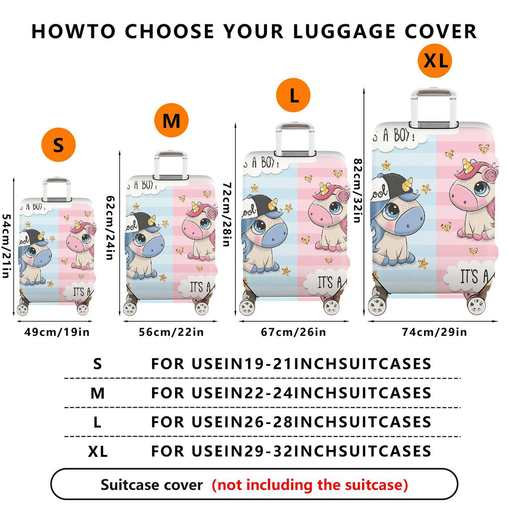 1-Piece Unicorn  Pink Blue Cute Pattern Decorative  Suitcase Luggage Cover, Stretch Protective Sleeve