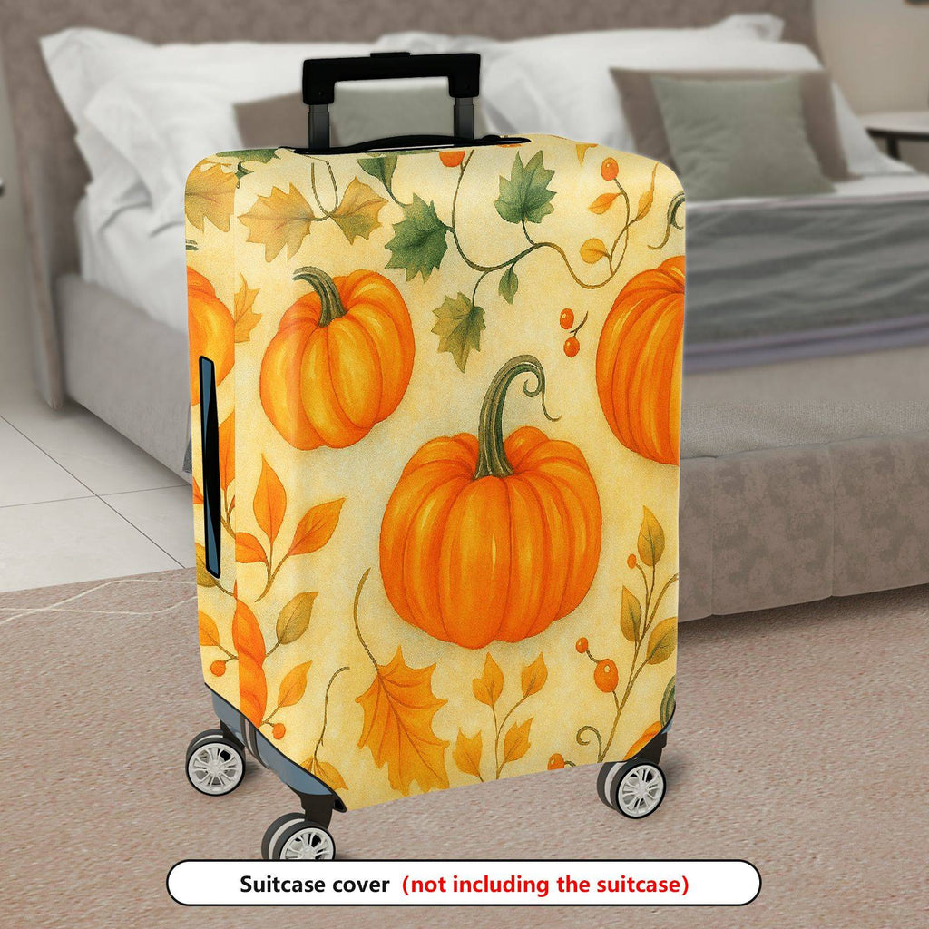 1-Piece Pumpkin Autumn Leaves Harvest Thanksgiving Holiday  Suitcase Luggage Cover, Stretch Protective Sleeve