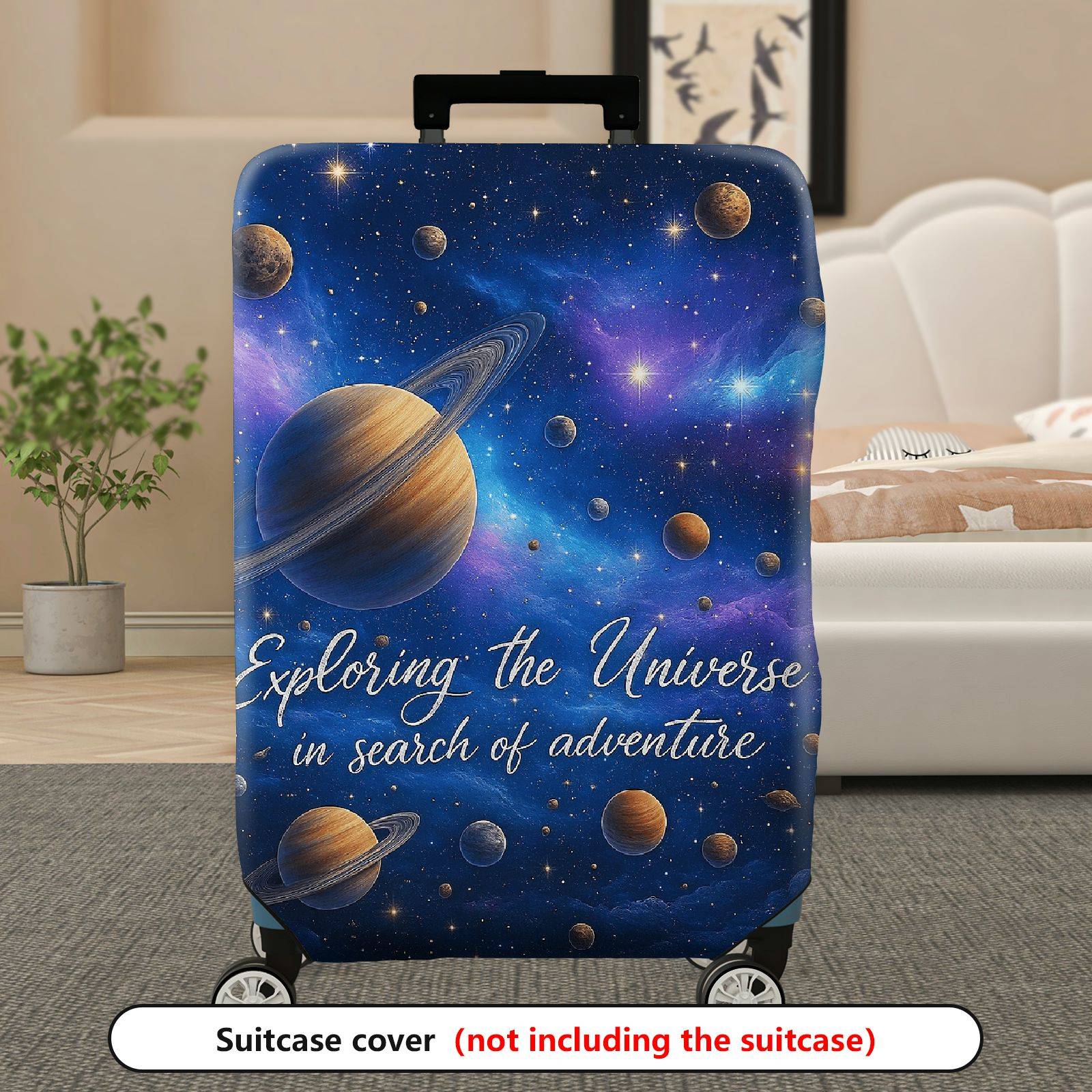 1-Piece Cosmic Galaxy Star Planet Universe Adventure  Suitcase Luggage Cover, Stretch Protective Sleeve