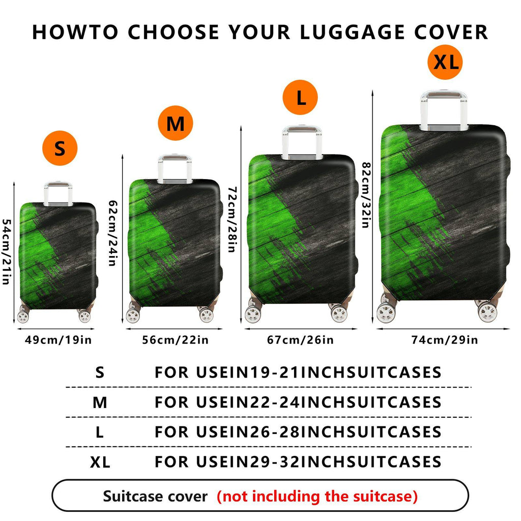 1-Piece Abstract Green Black Artistic Brush Stroke  Suitcase Luggage Cover, Stretch Protective Sleeve