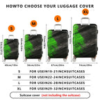 1-Piece Abstract Green Black Artistic Brush Stroke  Suitcase Luggage Cover, Stretch Protective Sleeve