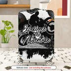 1-Piece Adventure Motorcycle Silhouette Artistic Expression Graffiti Text  Suitcase Luggage Cover, Stretch Protective Sleeve