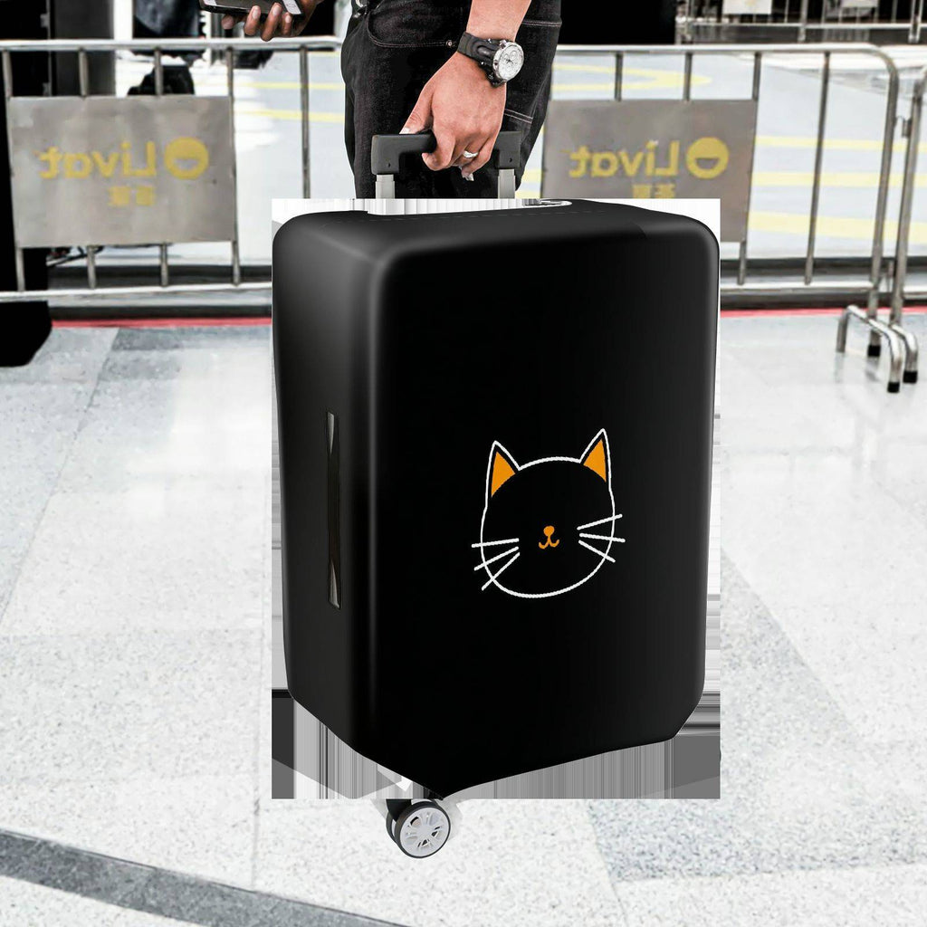 1-Piece Black Cat Cute  Whiskers Ears Face  Suitcase Luggage Cover, Stretch Protective Sleeve