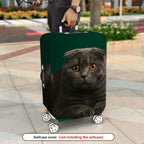 1-Piece Cute Cat Green Furry Animal Stylish  Suitcase Luggage Cover, Stretch Protective Sleeve