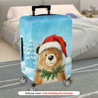 1-Piece Christmas Bear Snow Holiday Festive  Suitcase Luggage Cover, Stretch Protective Sleeve