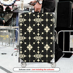 1-Piece Elegant Floral Pattern Black Beige Geometric Art Style  Suitcase Luggage Cover, Stretch Protective Sleeve