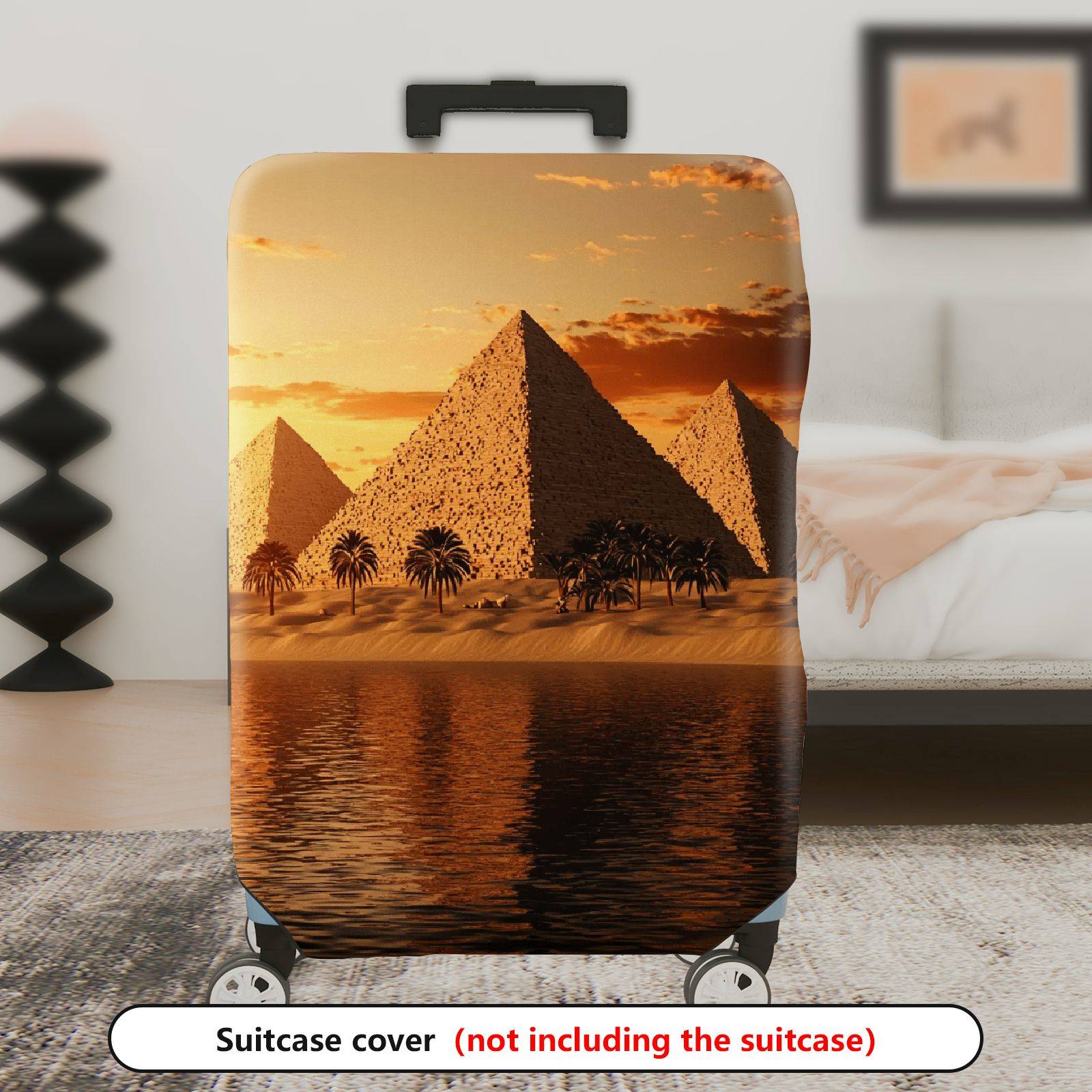 1-Piece Sunset Pyramid Desert Oasis Landscape Egypt Ancient  Suitcase Luggage Cover, Stretch Protective Sleeve
