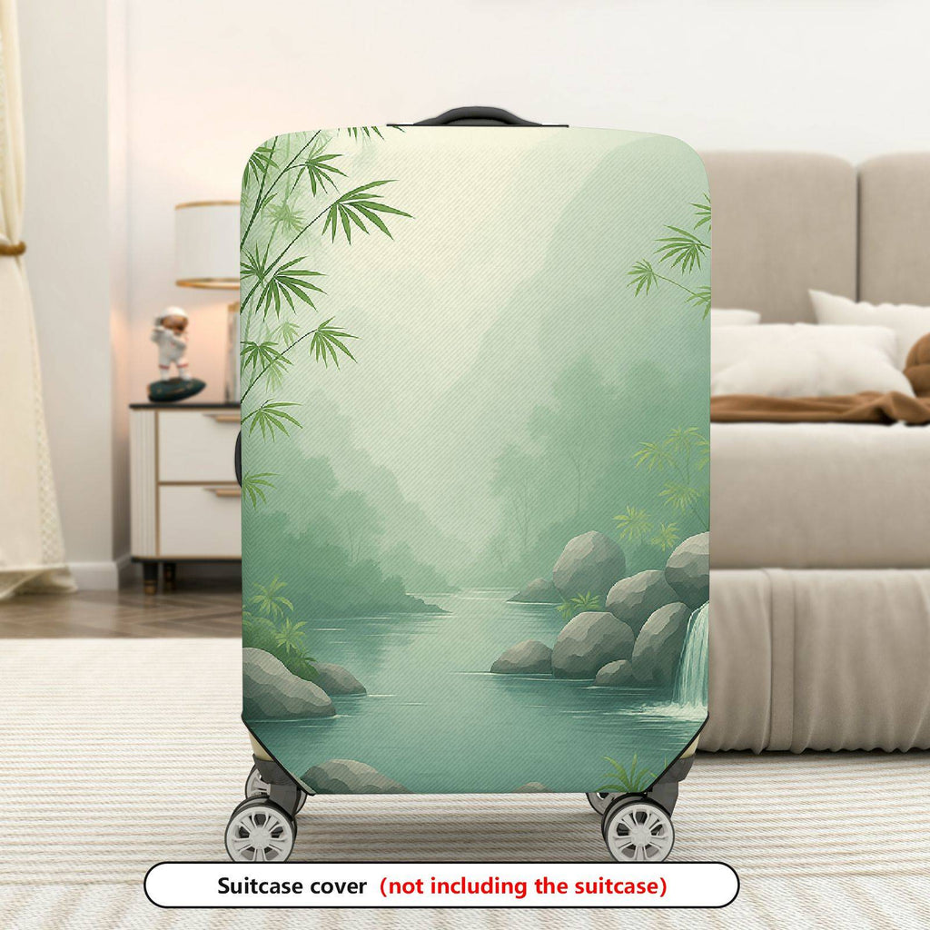 1-Piece Forest River Waterfall Nature Landscape Travel  Suitcase Luggage Cover, Stretch Protective Sleeve