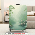 1-Piece Forest River Waterfall Nature Landscape Travel  Suitcase Luggage Cover, Stretch Protective Sleeve