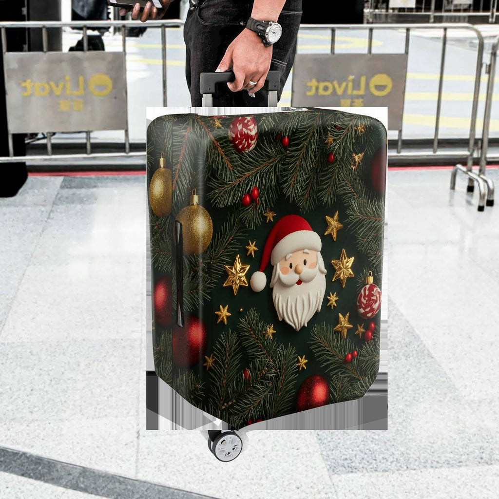 1-Piece Santa Claus Christmas Festive Holiday Ornaments  Suitcase Luggage Cover, Stretch Protective Sleeve