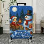 1-Piece Christmas Santa Snowman Gift Lantern Holiday  Suitcase Luggage Cover, Stretch Protective Sleeve