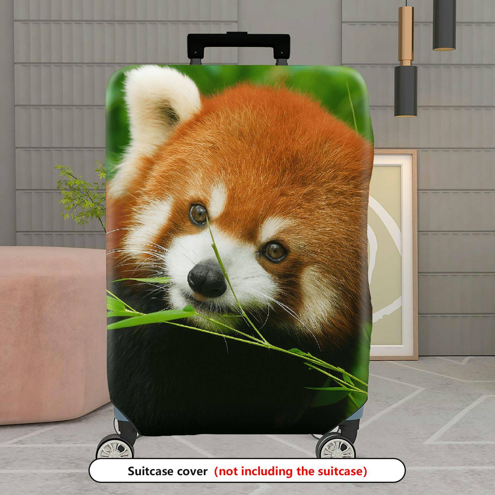 1-Piece Red Panda Nature Animal Wildlife Lush Green Cute  Suitcase Luggage Cover, Stretch Protective Sleeve
