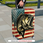 1-Piece American Flag Fish Patriotic Vintage Travel  Suitcase Luggage Cover, Stretch Protective Sleeve