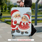 1-Piece Santa Claus Reindeer Snowflakes Holiday Christmas  Suitcase Luggage Cover, Stretch Protective Sleeve