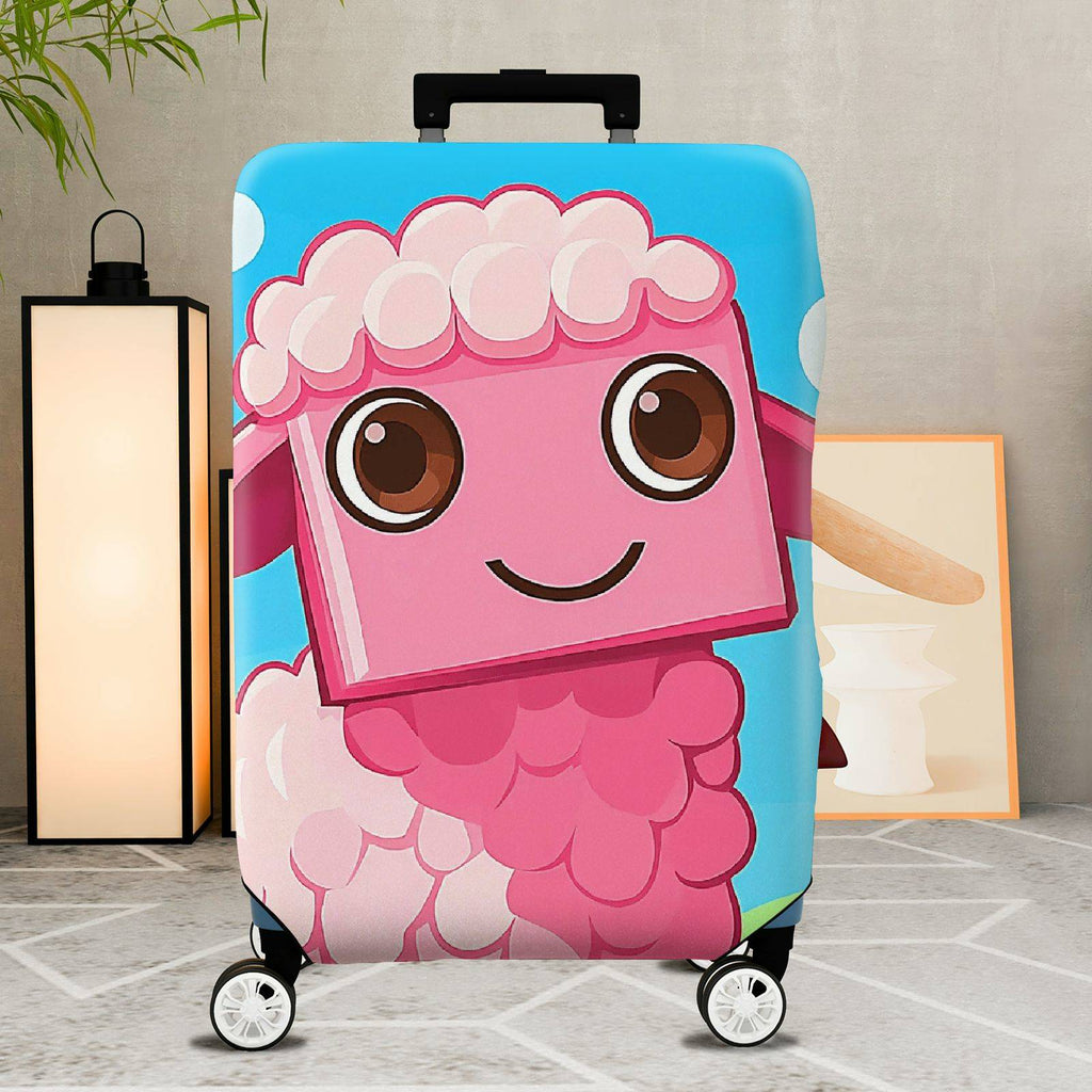 1-Piece Cute  Pink Sheep Fun Whimsical Playful  Suitcase Luggage Cover, Stretch Protective Sleeve