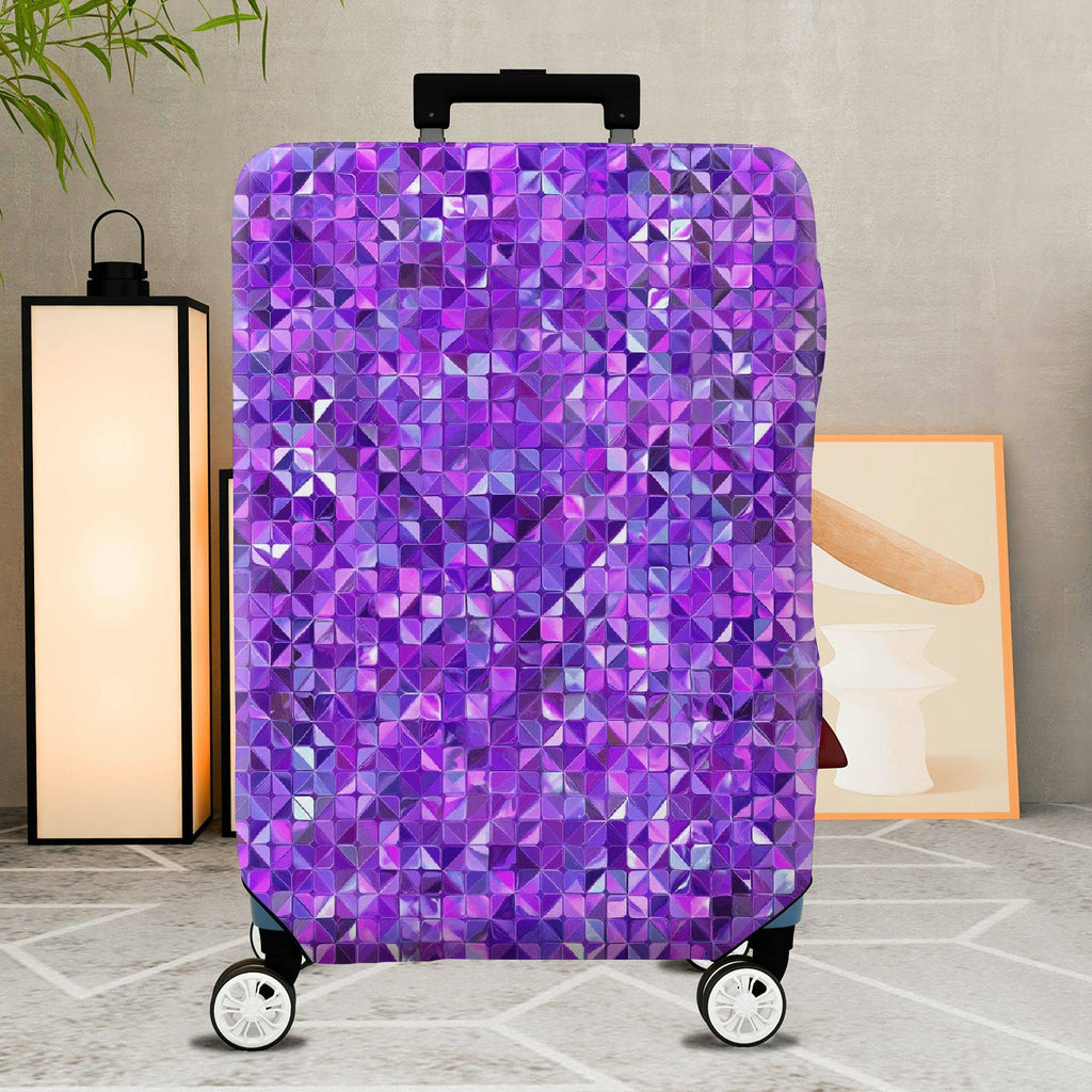 1-Piece Purple Geometric Mosaic Pattern  Suitcase Luggage Cover, Stretch Protective Sleeve