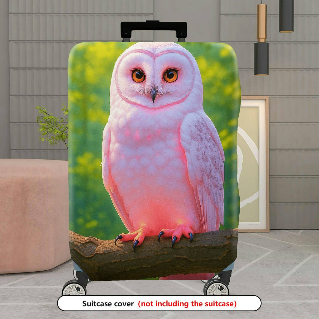 1-Piece Cute Owl Pink Forest Nature Animal  Suitcase Luggage Cover, Stretch Protective Sleeve