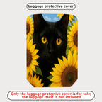 1-Piece Black Cat Sunflower Nature Art Cute Animal  Suitcase Luggage Cover, Stretch Protective Sleeve