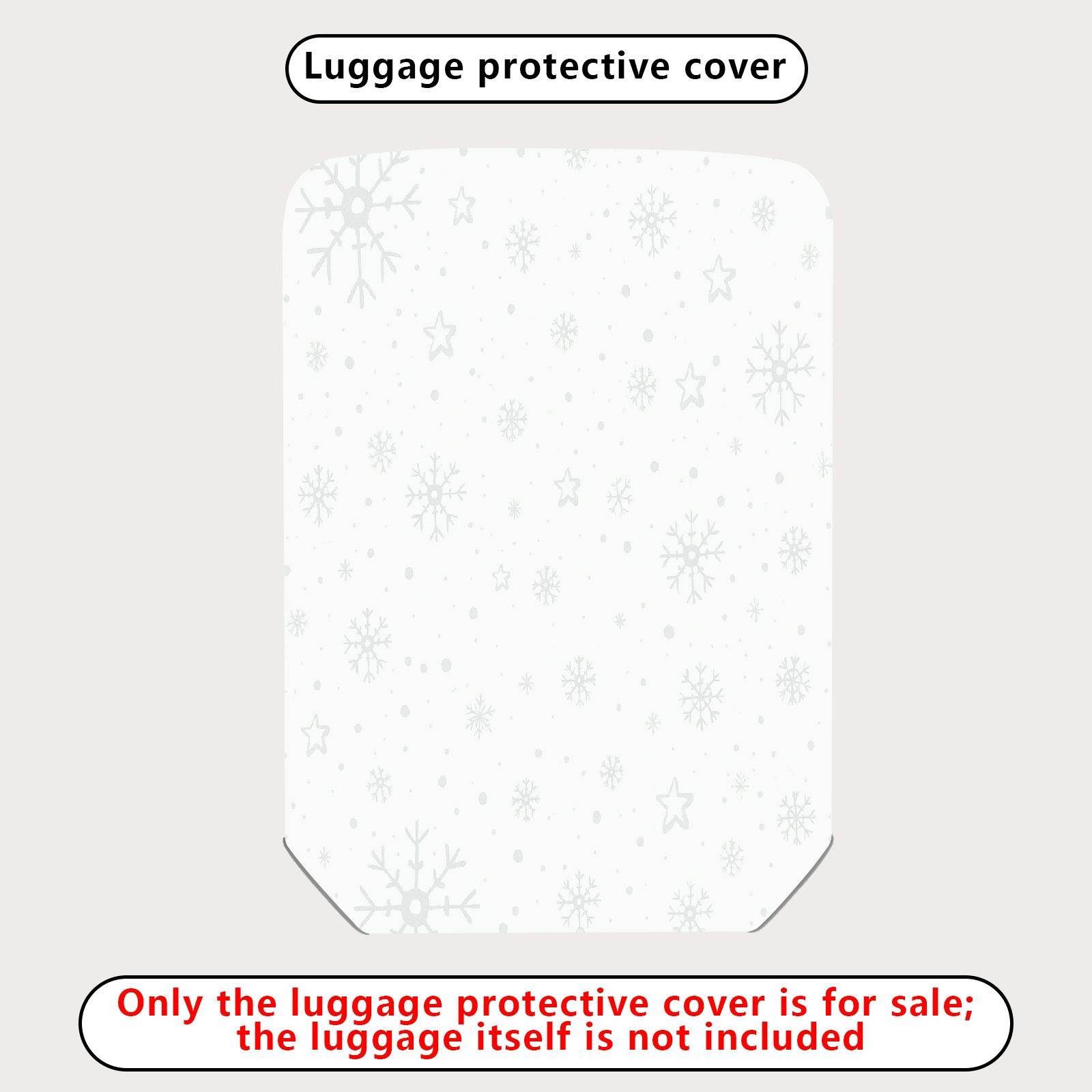 1-Piece Snowflake Star Grey White Christmas Holiday  Suitcase Luggage Cover, Stretch Protective Sleeve