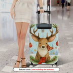 1-Piece Reindeer Winter Snowflakes Ornaments Holiday  Suitcase Luggage Cover, Stretch Protective Sleeve
