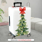 1-Piece Christmas Tree Red Ribbon Festive Holiday Luggage  Suitcase Luggage Cover, Stretch Protective Sleeve