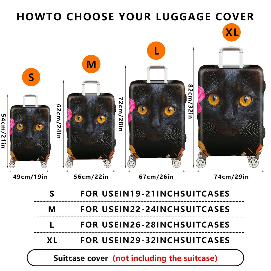 1-Piece Cat Flower Autumn Colorful Artistic Cute  Suitcase Luggage Cover, Stretch Protective Sleeve