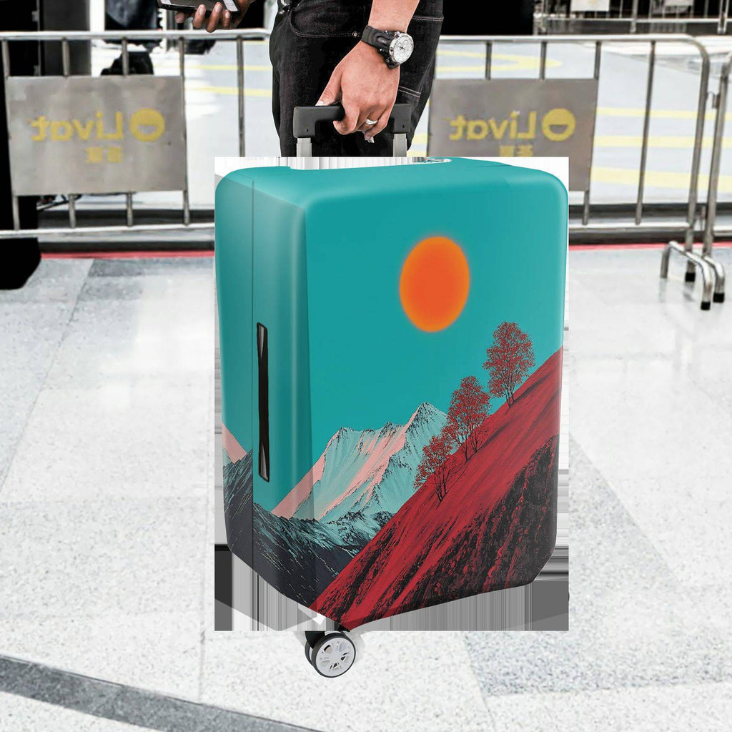 1-Piece Sunset Mountain Landscape Artistic Tree Minimalist  Suitcase Luggage Cover, Stretch Protective Sleeve