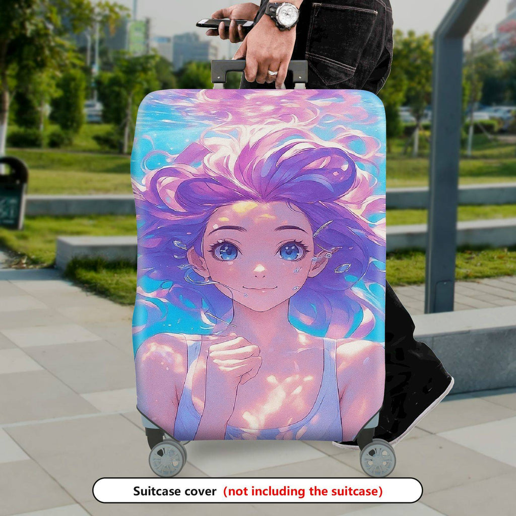 1-Piece Anime Art Colorful Abstract Fantasy Girl  Suitcase Luggage Cover, Stretch Protective Sleeve