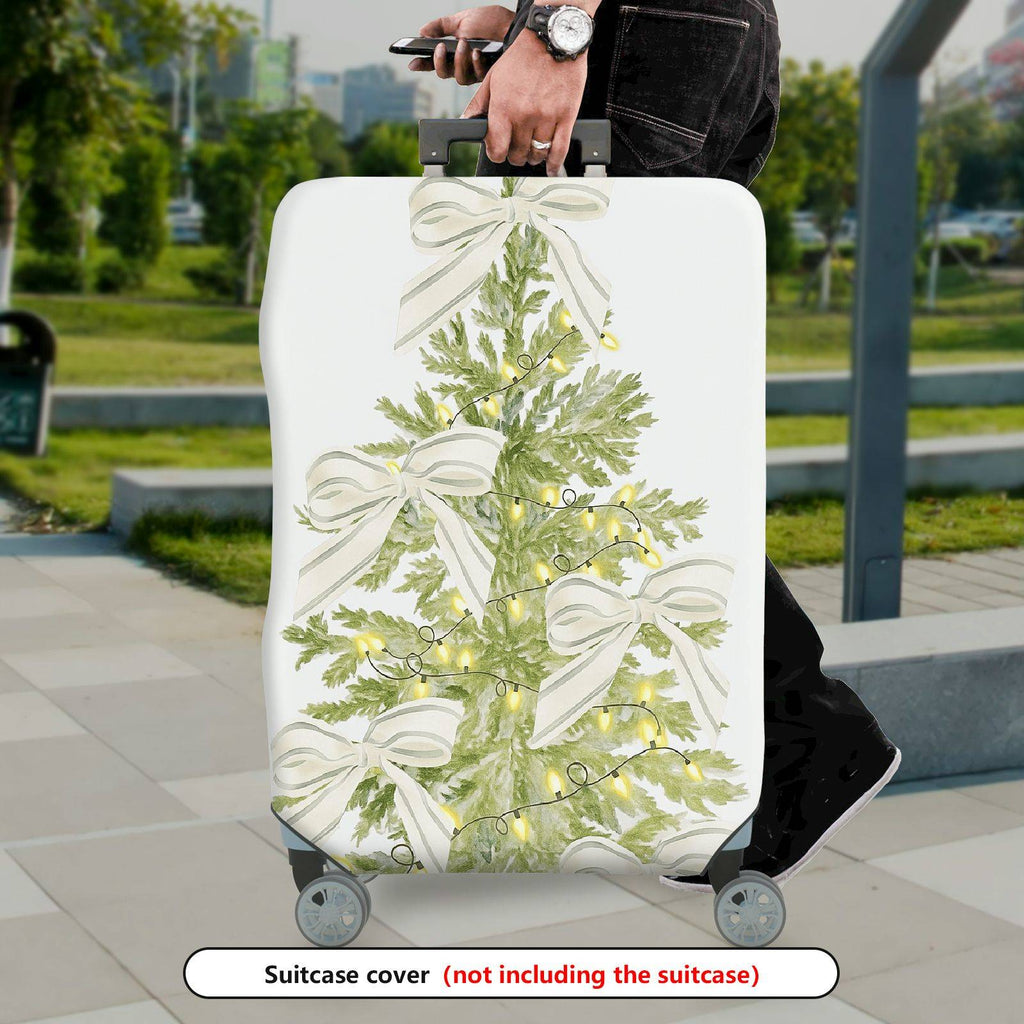 1-Piece Christmas Tree Bow  Holiday Decorative  Suitcase Luggage Cover, Stretch Protective Sleeve