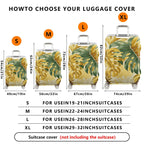 1-Piece Green Gold Tropical Leaf Decorative Exotic Artistic  Suitcase Luggage Cover, Stretch Protective Sleeve