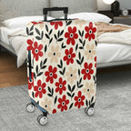 1-Piece Floral Plant Leaf Red Beige Black  Suitcase Luggage Cover, Stretch Protective Sleeve