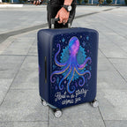 1-Piece Cosmic Octopus Starry Blue Space Mandala Marine  Suitcase Luggage Cover, Stretch Protective Sleeve