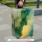 1-Piece Abstract Green Yellow Soft Wave Artistic  Suitcase Luggage Cover, Stretch Protective Sleeve