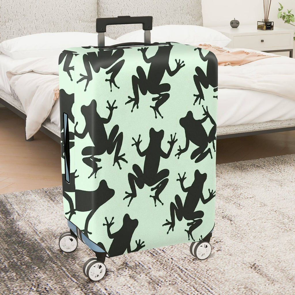 1-Piece Frog Pattern Green Animal Cute Stylish Vibrant  Suitcase Luggage Cover, Stretch Protective Sleeve
